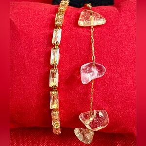 Both the Radiance Tennis and the Boho Isla Sea Glass Bracelets in 18K PVD!